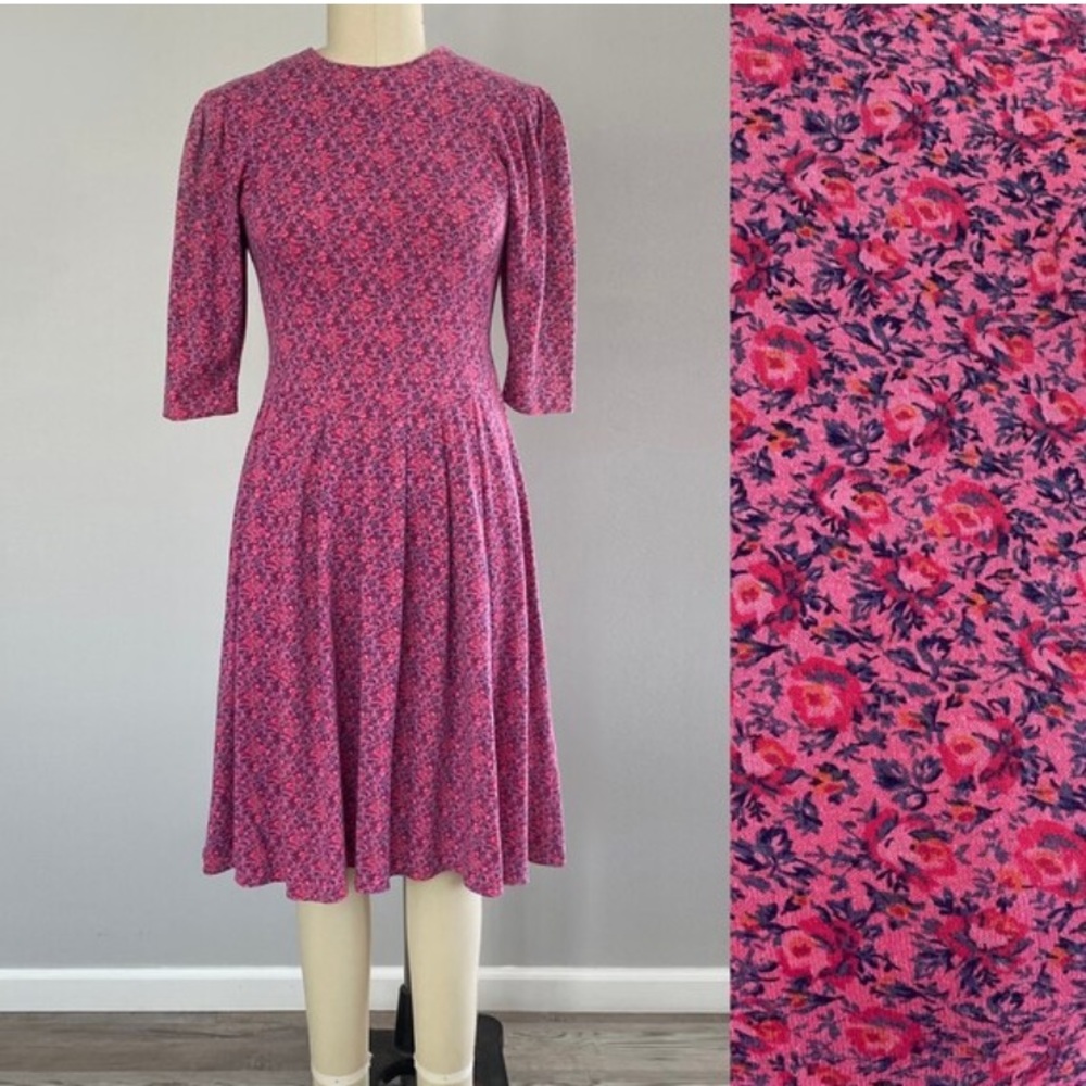Vintage 1980s Knit Fit and Flare Dress